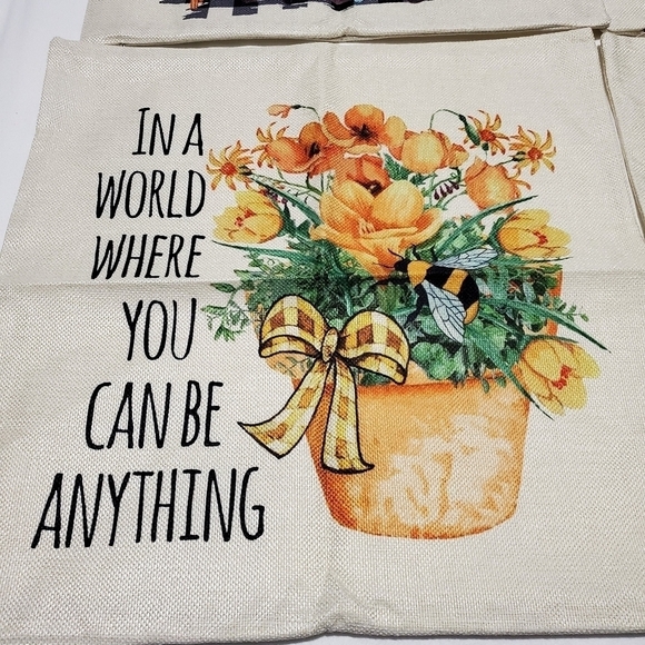 4 Pcs Fall Autumn Summer Thanksgiving Decorative Pillow Cover Case 18"X18" - Picture 6 of 9